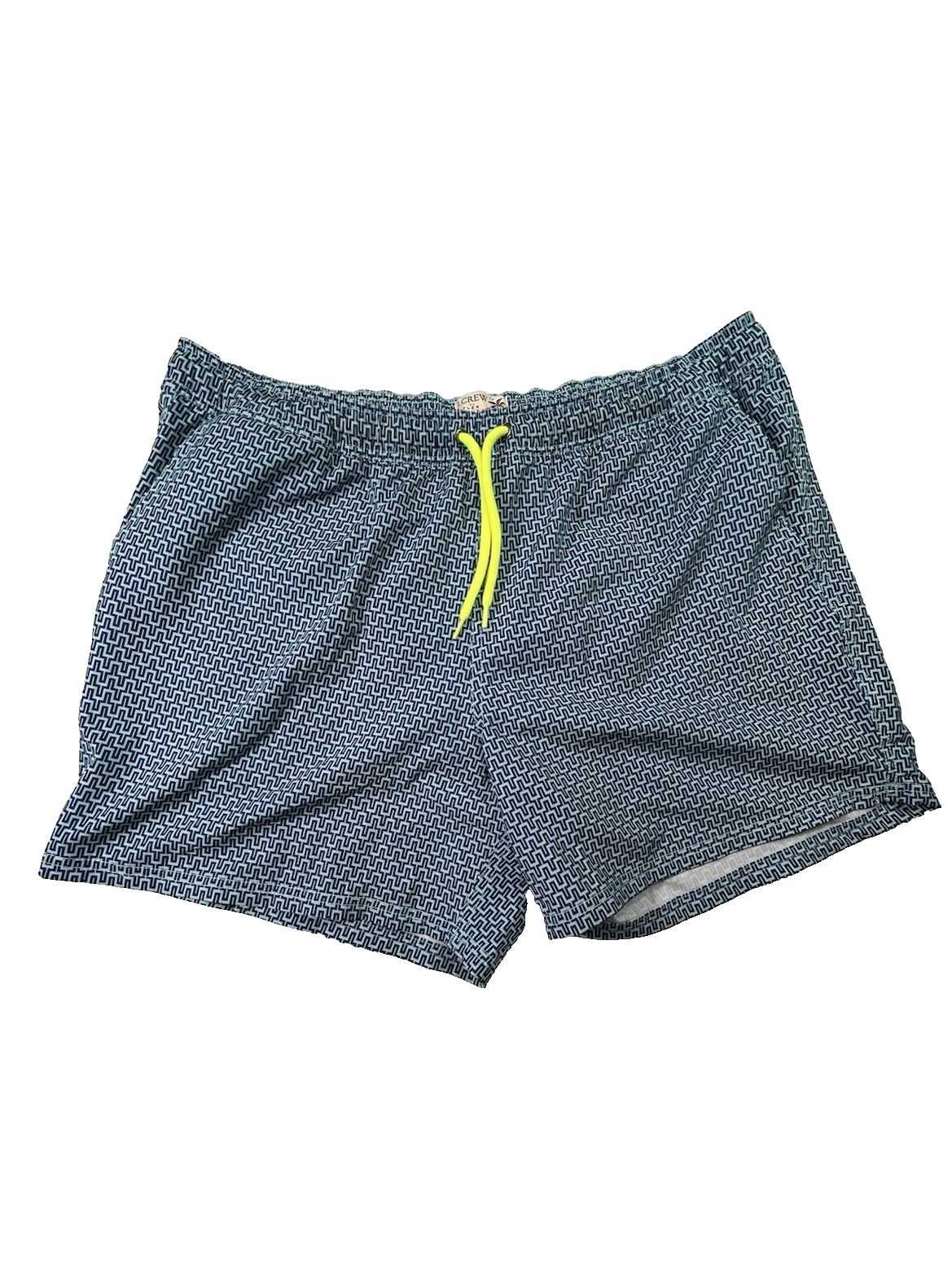 J.Crew Flex Swimwear Mens Blue Geometric Maze Print Swim Trunks Size Xl